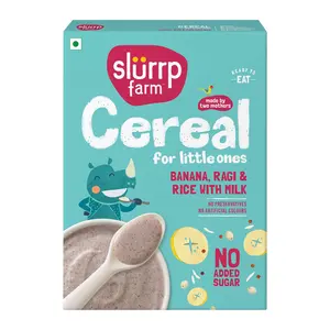 Slurrp Farm Mildly Sweetened with Date Powder, No Added Sugar Instant Cereal | Ragi, Rice and Banana with Milk