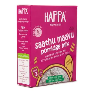 Happa Organic Baby Food Sathu Maavu | 100% Natural Multi-Grain Millets Porridge Mix Cereals | Organic Khichdi | Instant Healthy Food | No Added Salt, Sugar or Milk | No preservatives | 200gm