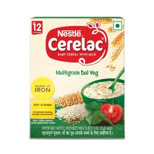 CERELAC Baby Cereal With Milk, Multigrain Dal Veg, From 12 To 24 Months, Stage 4, Source Of Iron & Protein ,Bag-In-Box Pack 300g