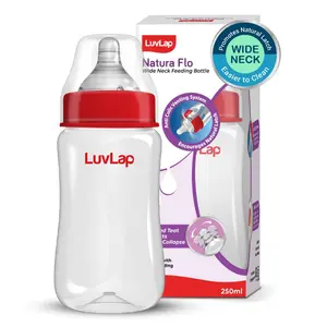 LuvLap Anti-Colic Wide Neck Natura Flo Baby Feeding Bottle, 250ml, New Born / Infants / Toddler upto 3 years, BPA Free