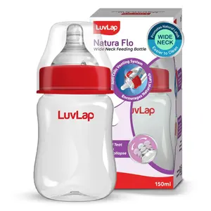 LuvLap Anti-Colic Wide Neck Natura Flo Baby Feeding Bottle, 150ml, New Born/Infants/Toddler Upto 3 Years, BPA Free