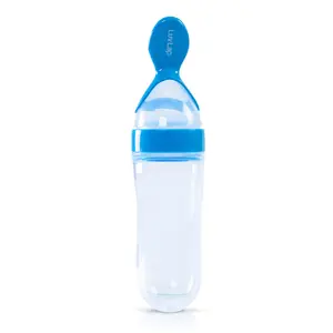 LuvLap Silicone Easy Squeezy Baby Food Feeder, 4M+, 90ml, (Blue)