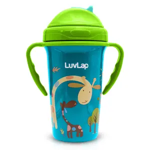 LuvLap Tiny Giffy Sippy Cup, Silicone Straw, BPA Free, 300 ml 18m+ (Green)