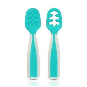 LuvLap Yum Yum Weaning Pre-Spoon, Bpa Free Silicone Self Feeding Baby Spoon Set (Stage One + Stage Two) Baby Led Weaning Spoon for Kids Ages 6 Months+, Baby Utensil, 100 Millimeter