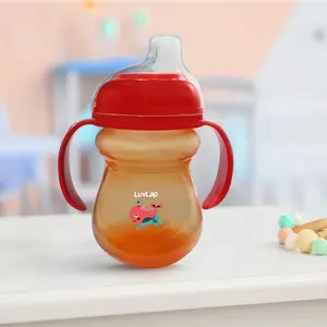LuvLap Moby Little Spout Sipper for Infant/Toddler, 240ml, Anti-Spill Sippy Cup with Soft Silicone Spout BPA Free, 6m+ (Orange)