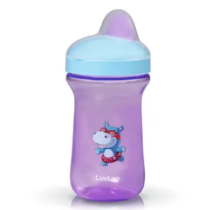 LuvLap Happy Hippo Hard Spout Sipper for Infant/Toddler, 300ml, Anti-Spill Sippy Cup with Easy Sip Bite Resistant Hard Spout, Ergonomic Shape, BPA Free, 6m+ (Pink, Polypropylene (PP))