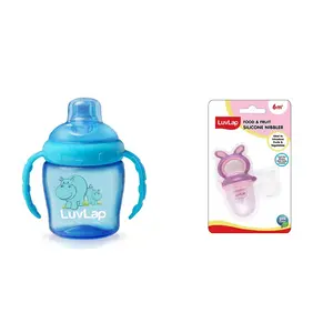 Luvlap Hippo Sipper Blue Bunny Food & Fruit Nibbler