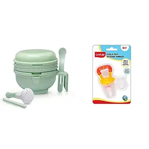 LuvLap 9 in 1 Baby Food Masher Mill & LuvLap Silicone Food/Fruit Nibbler