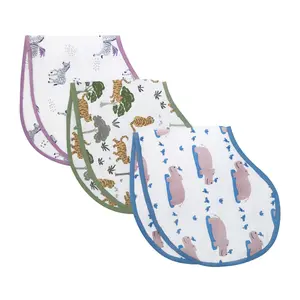 Masilo Organic Muslin Burp Cloth & Bib (Pack of 3)  Safari