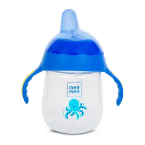 Mee Mee Twin Handle Straw Sipper Cup (Blue, Plastic)