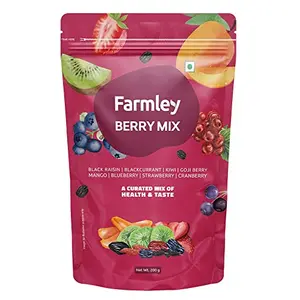 Farmley Berries Mix 160g | 8-In-1 Healthly Snacks Contains Cranberry,Black Raisins,Strawberry,Black Currant & More (Pack of 1)