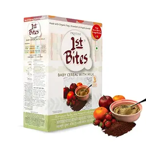 Pristine 1st BITES Baby Cereal 300g | Baby Food (10-24 Months) Stage-3 100% Organic Ragi Strawberry & Apple Powder | Infant Food