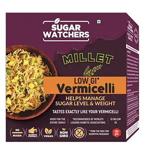 Sugar Watchers Low GI Vermicelli, Sevai, Sewaiyan | No Maida | Diabetic Friendly | For Weight Loss | 100% Natural - No palm oil or preservatives | Sustainable and Vegan | Good For Heart Health | Good for kids and entire family | 180 gm (Pack of 1)