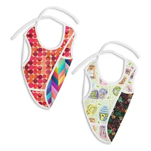 superbottoms Waterproof Cloth Bib, Reversible Bib (2 Prints in 1), Apron Style Bib, Full Coverage Bib with Breadcrumb Catcher, Mess-Free Feeding, 6m to 4y