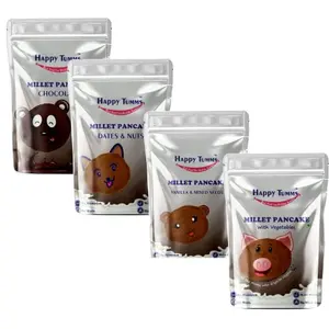 TummyFriendly Foods Aluminium-Free Millet Pancake Mixes Trial Packs with Chocolate, Nuts, Veggies 150 g (Pack of 4)