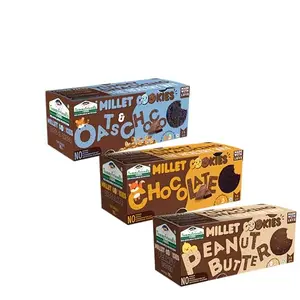 Tummy Friendly Foods Millet Cookies - OatsChoco, Chocolate & Peanut Butter - Pack of 3 - 75g each. Healthy Ragi Biscuits, snacks for Baby, Kids & Adults