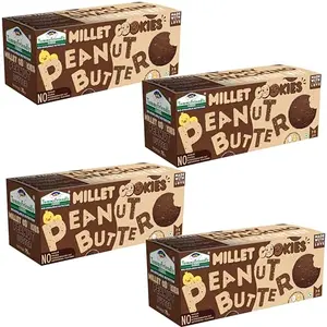 Tummy Friendly Foods Millet Cookies - Peanut Butter - 4 Packs - 75 g each. Healthy Ragi Biscuits, snacks for Baby, Kids & Adults