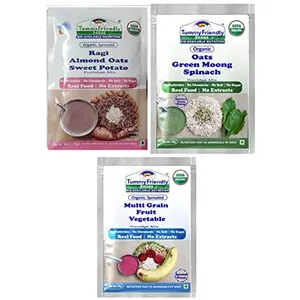 TummyFriendly Foods Certified Stage3 Porridge Mixes Trial Packs - Ragi, Oats, MultiGrain |Organic Baby Food for 8 Months Old Baby |3 Packs, 50g Each Cereal (150 g, Pack of 3)
