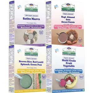 TummyFriendly Foods Organic Certified Stage3 Sprouted Porridge Mixes Combo - 4 Packs With Brown Rice | Organic Baby Food for 8 Months Old Baby |4 Packs, 200g Each Cereal (800 g, Pack of 4)