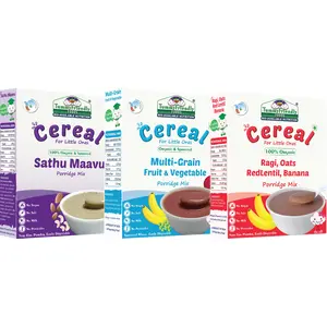 TummyFriendly Foods Certified Organic Multi-Grain, 100% Organic Sprouted Ragi, Oats, Red Lentil, Banana and 100% Organic Sathu Maavu Porridge Mixes ,Made of Sprouted Whole Grains, Pulses & Nuts , Rich in Protein & healthy-Fat For Baby Weight Gain , Rich i