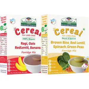 TummyFriendly Foods Certified Stage3 Porridge Mixes | Organic Baby Food for 8 Months Old Baby | Ragi, Brown Rice - 2 Packs, 200g Each Cereal (400 g, Pack of 2)