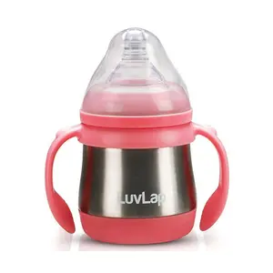 LuvLap Steel Feeding Baby Bottle -240 ml - pink