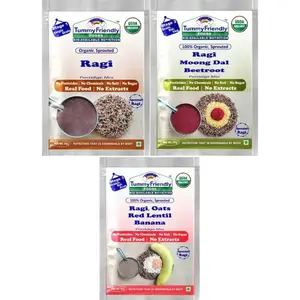 TummyFriendly Foods Certified Ragi Porridge Mixes - Stage1, Stage2, Stage3 -Combo