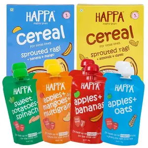 Happa Organic Baby Food, Fruit Puree and Cereal Combo -Combo