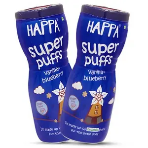Happa Organic Multigrain Vanilla + Blueberry Melts Super Puffs -40 gm - Pack of 2