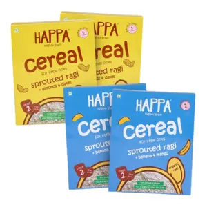 Happa Organic Baby Food Sprouted Ragi Almond Dates & Mango Banana Porridge Combo -Combo