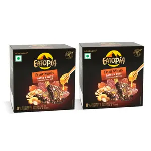 Eatopia Fruit Minis - Dates & Nuts Protein Mini Bar -100 gm - Pack of 2
