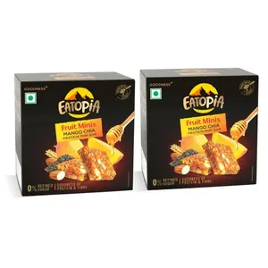 Eatopia Fruit Minis - Mango Chia Protein Mini Bar -100 gm - Pack of 2