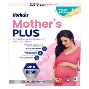 Horlicks Mother's Plus Vanilla 200g Refill No Added Sugar | Protein Powder for Pregnancy Breastfeeding | with DHA for Brain Development