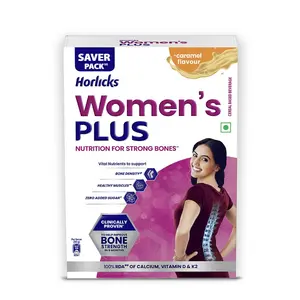 Horlicks Women's Plus Caramel Nutrition Drink 400 g Refill Pack Nutrition for strong Bones with 100% daily Calcium & Vitamin D - No Added Sugar