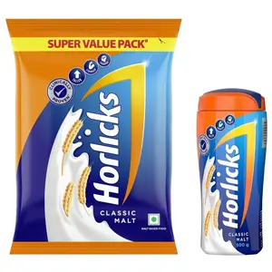 Horlicks Health & Nutrition Drink Pouch 900 gm & Horlicks Health & Nutrition Drink for Kids 500g Jar | Classic Malt Flavor | Supports Immunity & Holistic Growth | Health Mix Powder COMBO