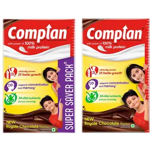Complan Nutrition Drink Powder for Children Royale Chocolate Flavour 750 g Carton & Royale Chocolate 1kg | Nutrition drink for kids with protein & 34 vital nutrients