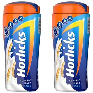 Horlicks Health & Nutrition Drink for Kids 500g Jar | Classic Malt Flavor | Supports Immunity & Holistic Growth | Health Mix Powder (Pack of 2)