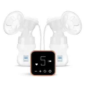 Mee Mee Double Electric Breast Pump with Dual Mode | Dual Mode- Massage (5 levels) & Suction (9 levels), Soft Silicone Cushion, Rechargeable Battery, BPA Free | Electric Breast Pump for Feeding Mothers | 1 year Warranty and 2 Breast Pads FREE