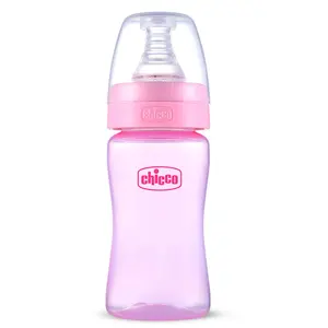Chicco Feed Easy Milk Feeding Bottle for Babies & Toddlers, V-Shaped Anti-Colic System to Prevent Colic, Gas & Discomfort, BPA-Free, Slow Flow, 0m+ (125ml, Pink)