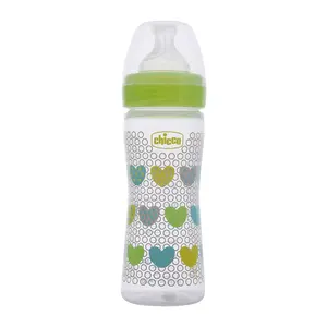 Chicco Well-Being Baby Feeding Bottle, 250ml, 2+ Months | Advanced Anti-Colic Nipple | Soft Silicon Teat | Wide Neck, Anti-Drip Bottle |BPA Free (Green)