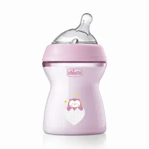 Chicco Natural Feeling Feeding Bottle for Babies, 250ml (2+ Months) |Mother Breast Like Teat| Soft Silicon, Anti-Colic Teat | Angled Teat Suitable for Newborns | with Anti-Drip Cap | BPA Free (Pink)