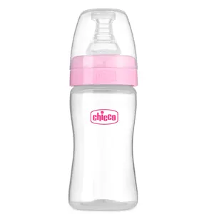 Chicco feed easy Milk Feeding Bottle for Babies & Toddlers, V-Shaped Anti-Colic System to Prevent Colic, Gas & Discomfort, For Comfortable latch, Ultra-Soft Silicone Nipple, Spill-Proof Cap & Stopper, BPA-free, Slow Flow, 0m+ (Pink, 125 ml Bottle, Pink)