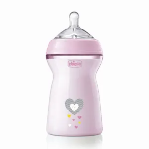 Chicco Natural Feeling 330ml Baby Milk Feeding Bottle with Wide Neck, Anti-Colic for Easy Milk Flow, for Babies & Toddlers 6m+ (Pink)