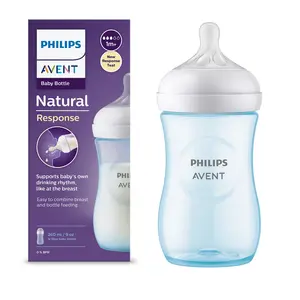 Philips Avent Blue Natural Baby Feeding Bottle | No.1 Brand Recommended by Moms Worldwide | Ideal for 1 months+| Natural Response Technology Mimics Breastfeeding | Uniquely Designed Nipple releases milk only when baby drinks | Pack of 1 | Blue | SCY903/21