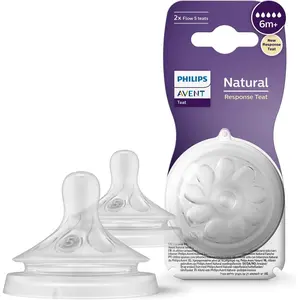 AVENT Philips Natural Response Bottle Teat Scy 965/02 - For Babies 6M+, Bpa-Free, Twin Pack