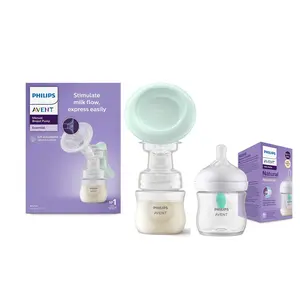 Philips Avent Essential Manual Breast pump | Easy Silicone massage cushion & Ergonomic handle, Soft & Gentle, BPA Free + 125ml Natural Bottle With Airvent Combo (SCF417/11 + SCY670/01) BY Fratelli