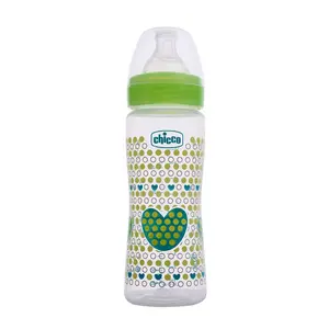 Aminoter Chicco Well-Being Baby Feeding Bottle, 330Ml, 4+ Months | Advanced Anti-Colic Nipple | Soft Silicon Teat | Wide Neck, Anti-Drip Bottle |Bpa Free (Green)