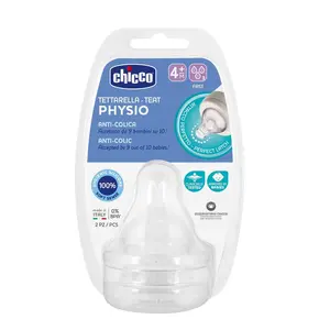 Chicco Teat Perfect 5 with Anti-Colic Effect, Nipple for Wide Neck Feeding Bottles, Fast Flow, for Babies 4m+ (Pack of 2)