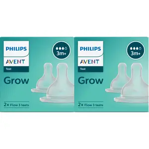 Philips Avent Grow Bottle Teat by Fratelli (3m+ Pack of 4)