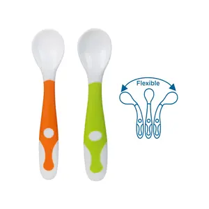 Mee Mee Baby Spoon | Easy Feeding Baby Spoon | BPA Free | Premium Stylish Spoon Set | Useful for 1+ Months Baby/Kids (Flexi-Pack 2 - Green & Orange)